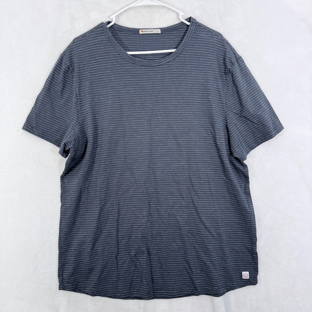 Marine Layer T Shirt L Blue Stripe